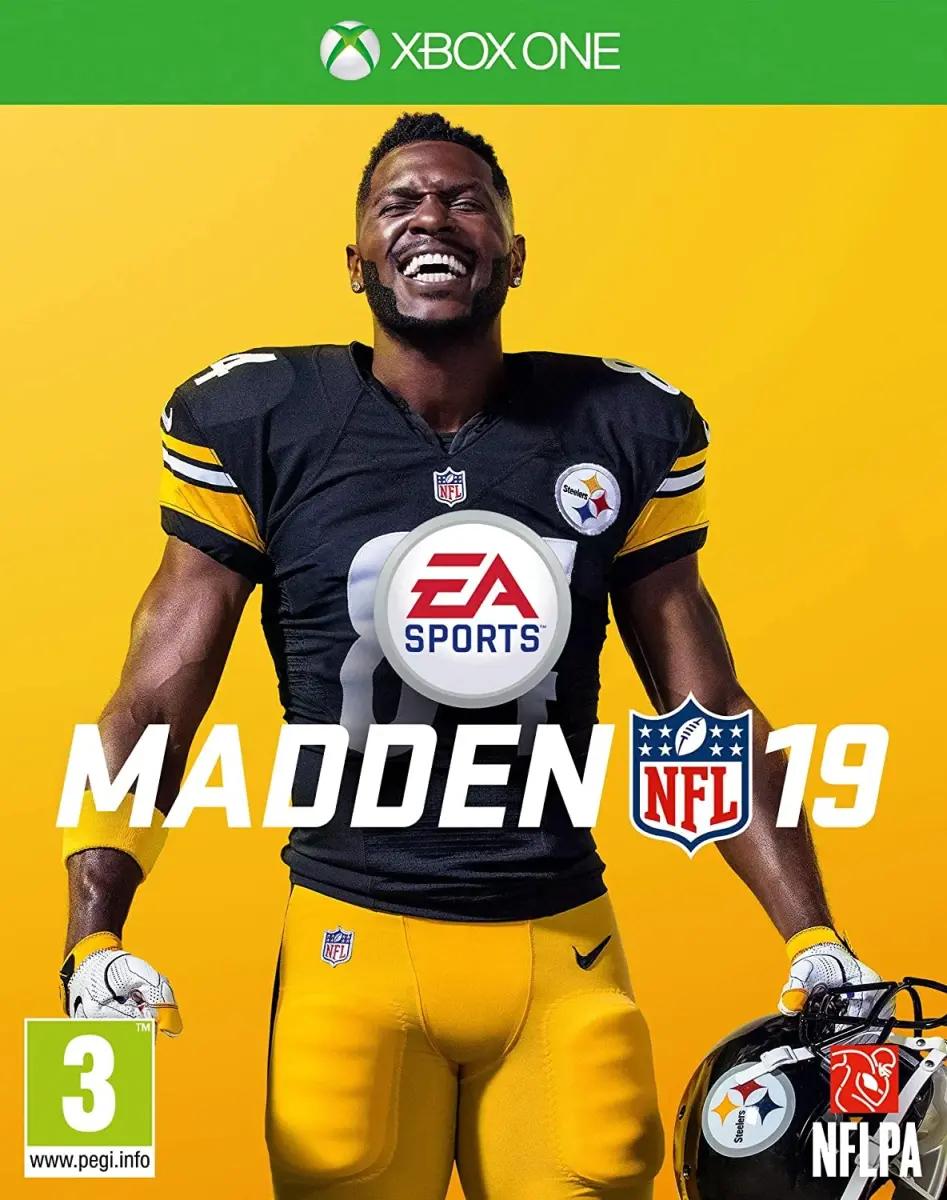 Antonio Brown smiles on the cover of Madden 19.